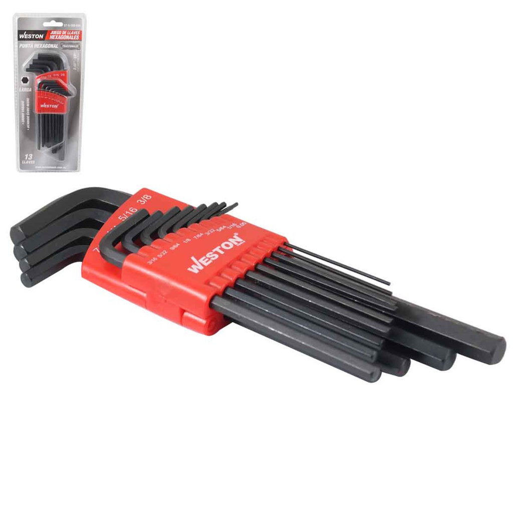 JUEGO 13 LLAVES LARGAS .05-3/8" HEX CRV