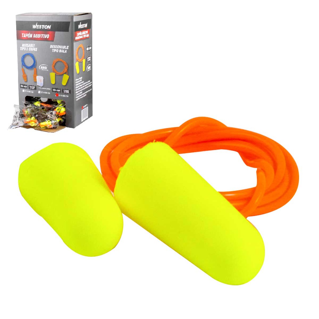 TAPON AUDITIVO DESECHABLE 33DB    (PRECIO X PZA, CAJA C/100)