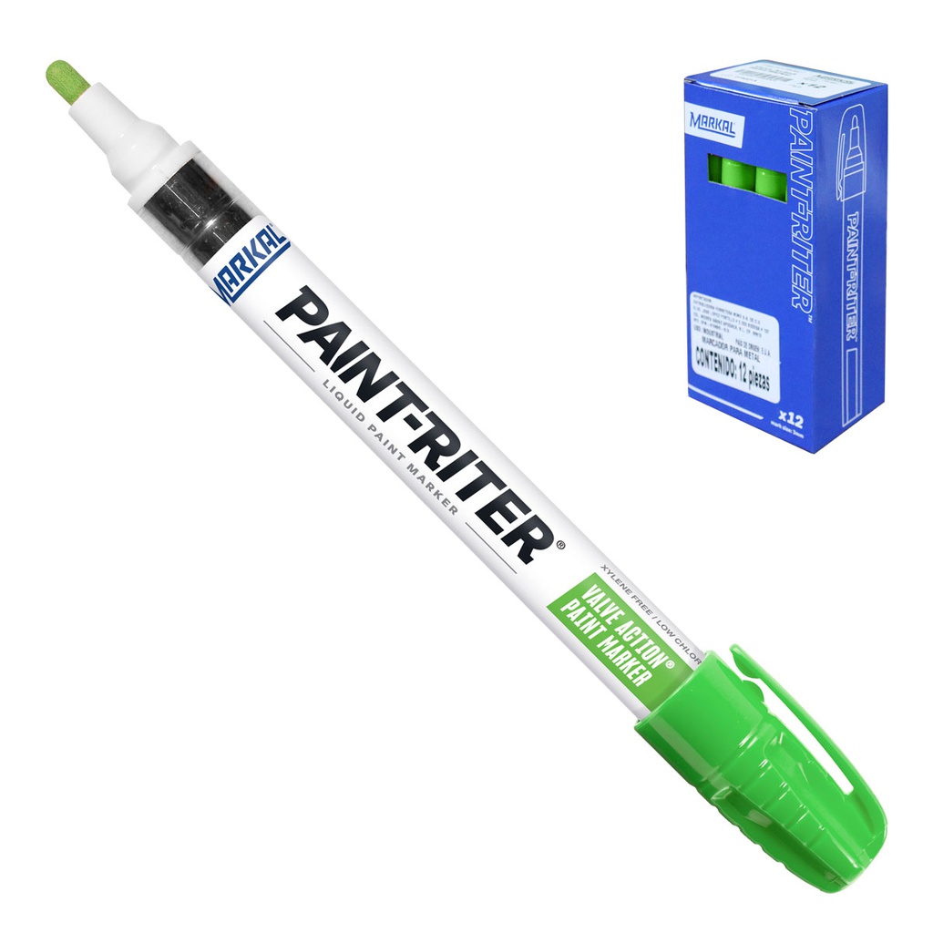 MARCADOR VALVE ACTION VERDE CLARO (CAJA C/12 - PRECIO X PZA)