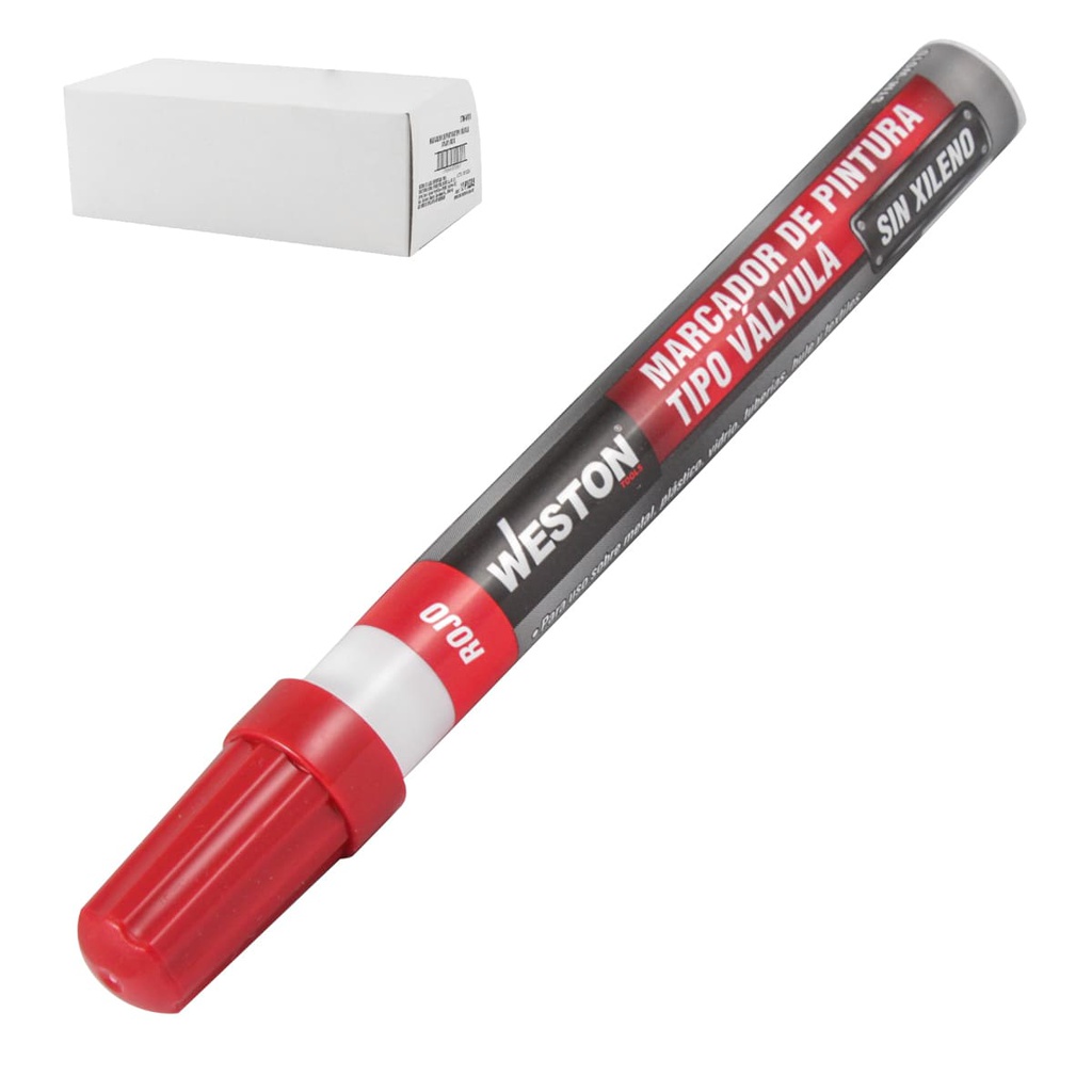 MARCADOR DE PINTURA TIPO VALVULA ROJO (CAJA C/12 - PRECIO X PZA)