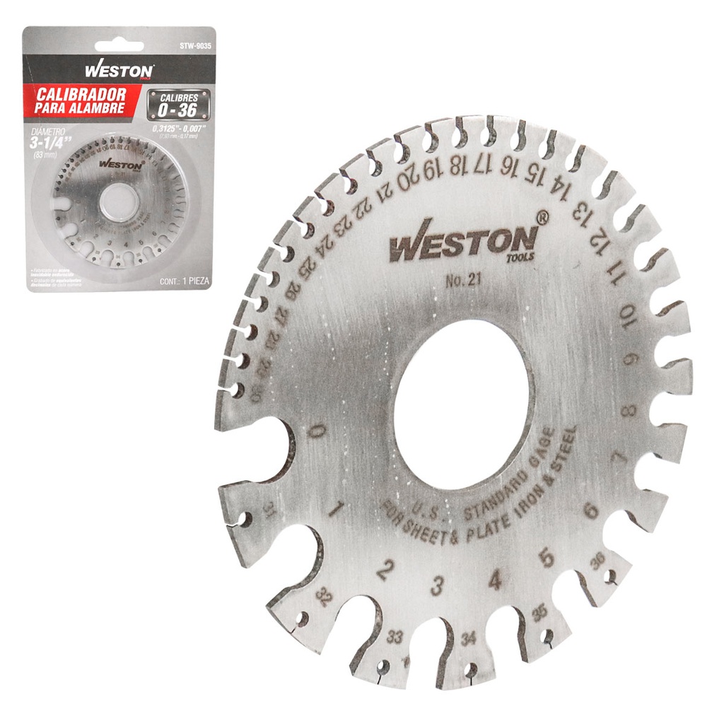CALIBRADOR P/ALAMBRES 0 - 36 (0.3125""- 0.007"")