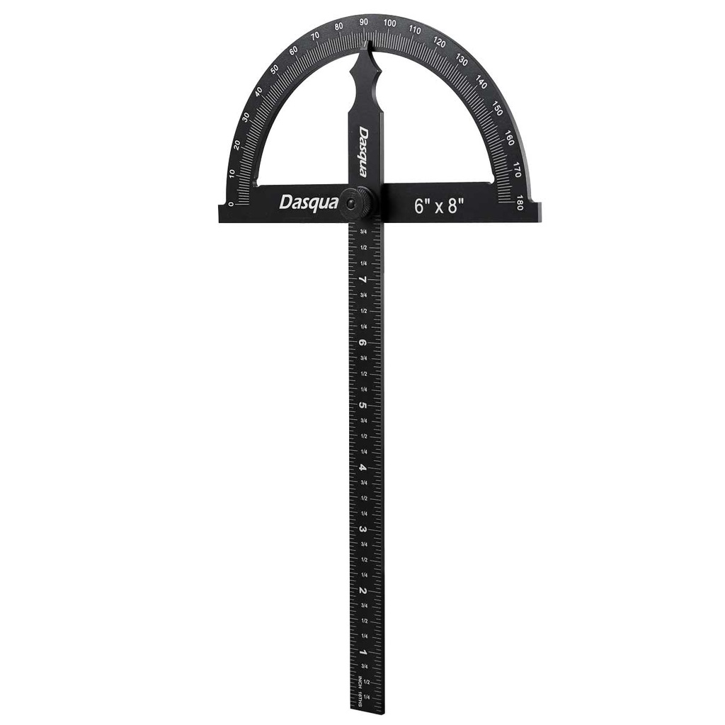 TRANSPORTADOR DE ALUMINIO C/REGLA 0-180° REGLA 8''