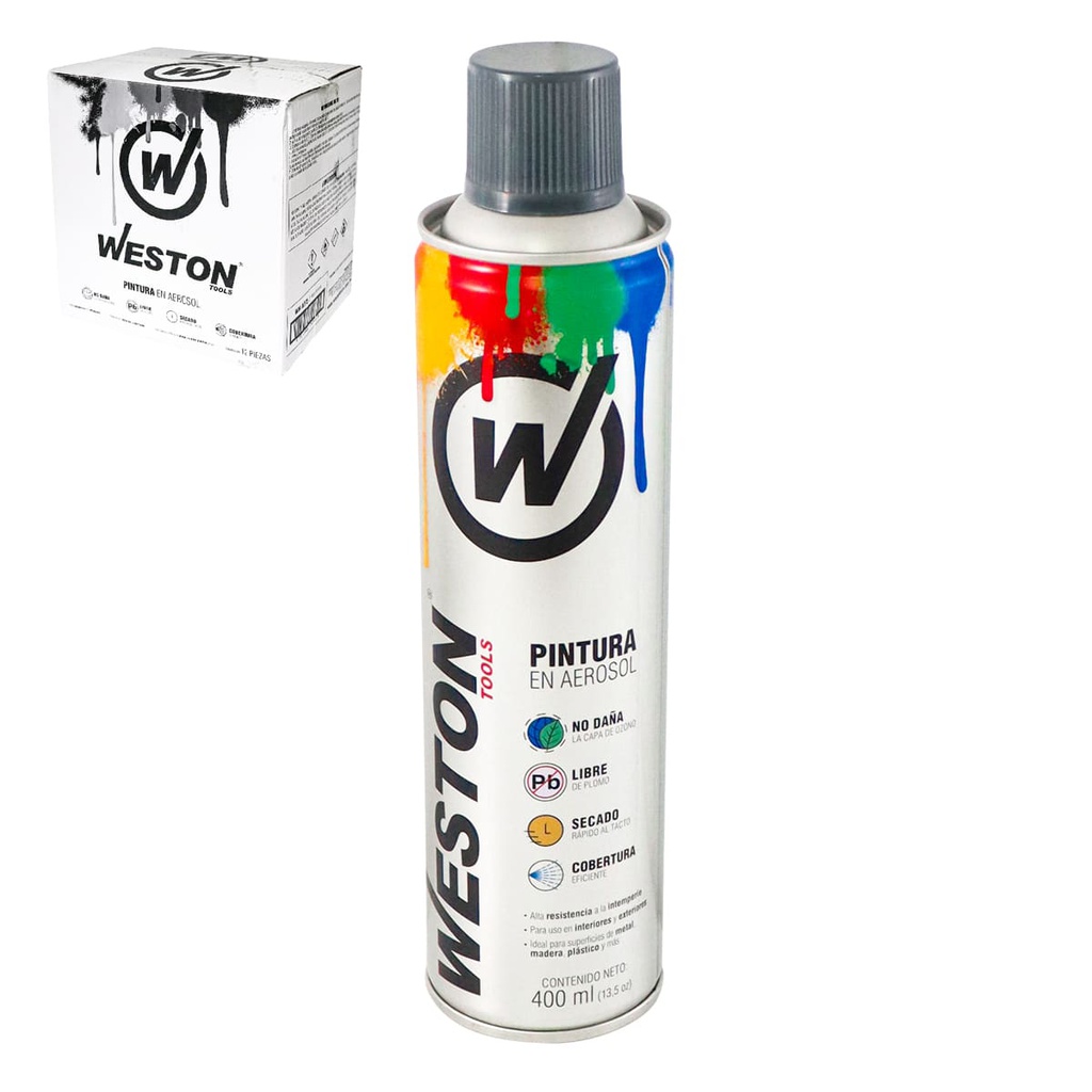 PINTURA AEROSOL GRIS ANTICORROSIVO 400ml (Caja C/12 pzs)