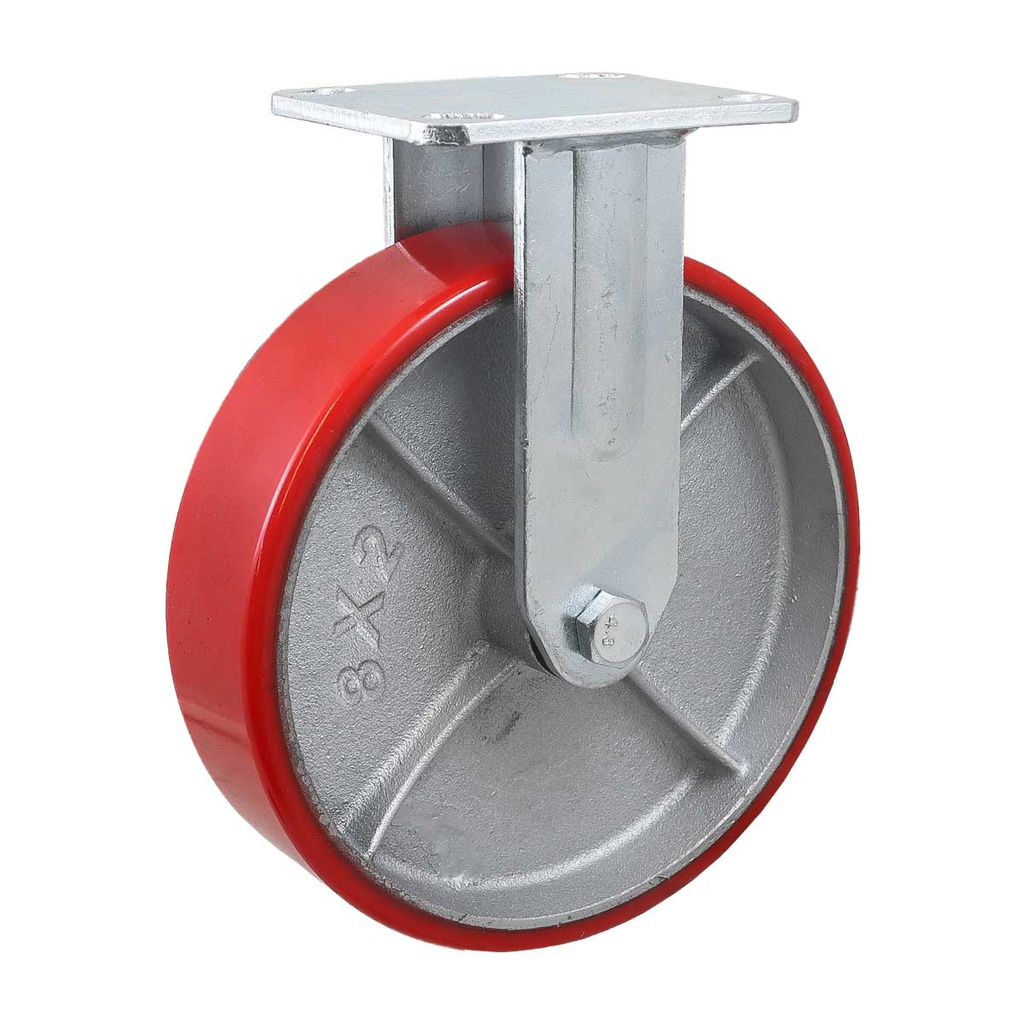 RODAJA FIERRO VACIADO C/PU FIJA ROJA 8X2"