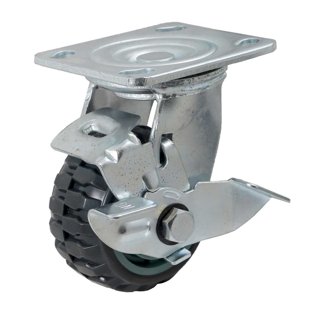 RODAJA DE PU CENTRO PP GIR. C/FRENO TIPO TRACTOR 4" (100*50MM)