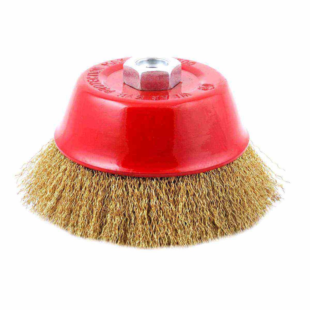 CEPILLO TIPO COPA ONDULADA SIN ARO 3"  ENT 5/8-11 A. LATONADO .012"