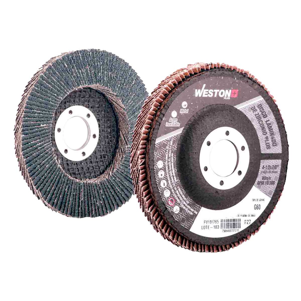 DISCO LAM.ZIRCONIO Y 4 1/2X7/8" Z60  ALTA DENSIDAD T27 100% ZIR.