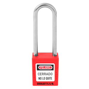 CANDADO BLOQUEO ROJO 38X44 GANCHO LARGO