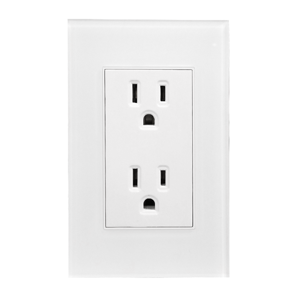 CONTACTO DOBLE ATERRIZADO CON PLACA DE ACRILICO BLANCA DE 72MM