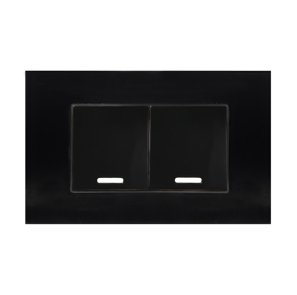 APAGADOR SENCILLO Y APAGADOR ESCALERA CON PLACA DE ACRILICO NEGRA 36 mm