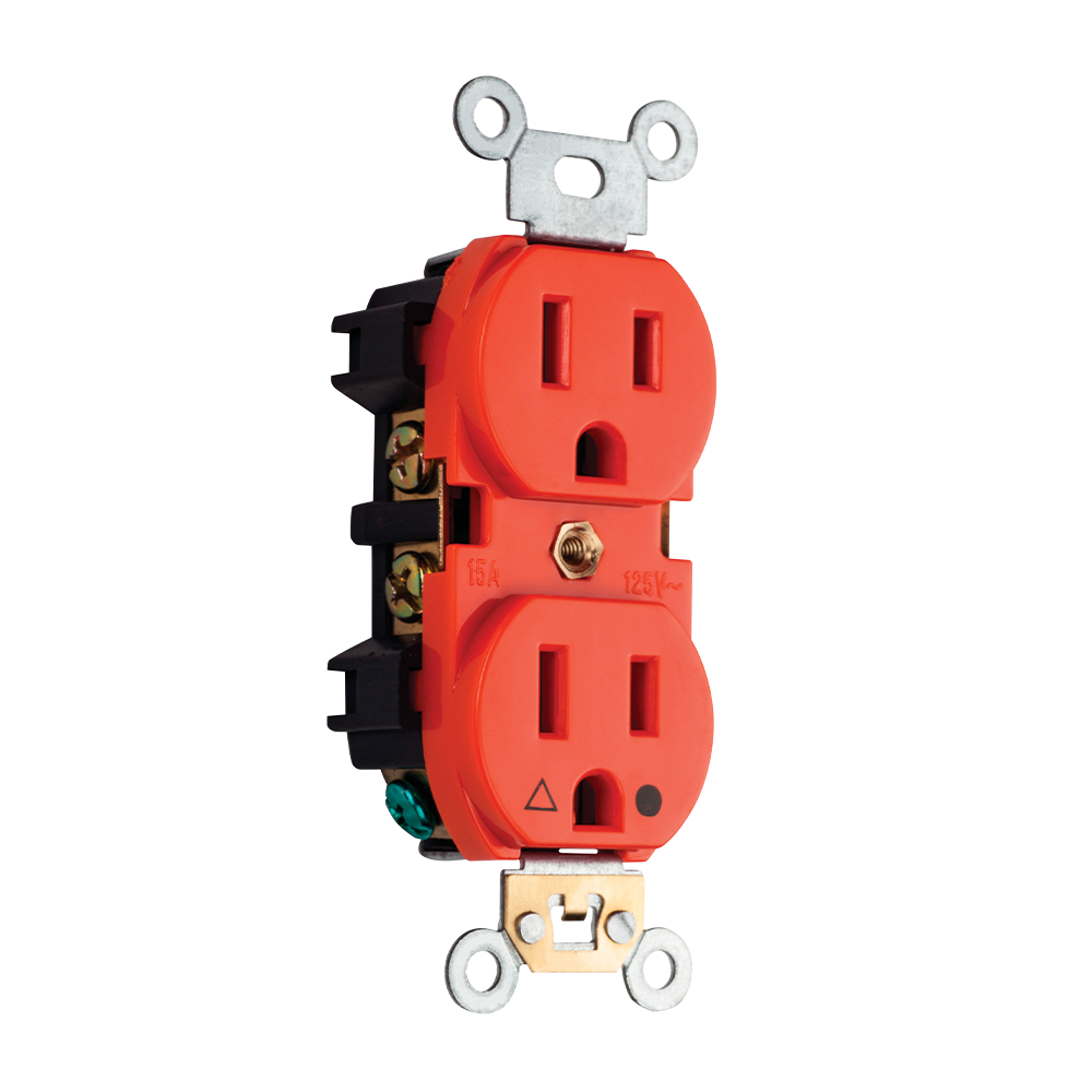 CONTACTO DOBLE ATERRIZADO NARANJA TIERRA AISLADA