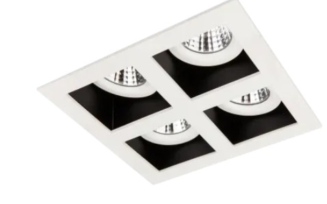 LUMINARIO CUADRADO DE EMPOTRAR LED 4 SALIDAS DIRIGIBLE ESPECULAR CON REFLECTOR CIRCULAR BLANCO 4X6.5 W 110-240 V~ 60 Hz 3 000 K 2 070 lm 