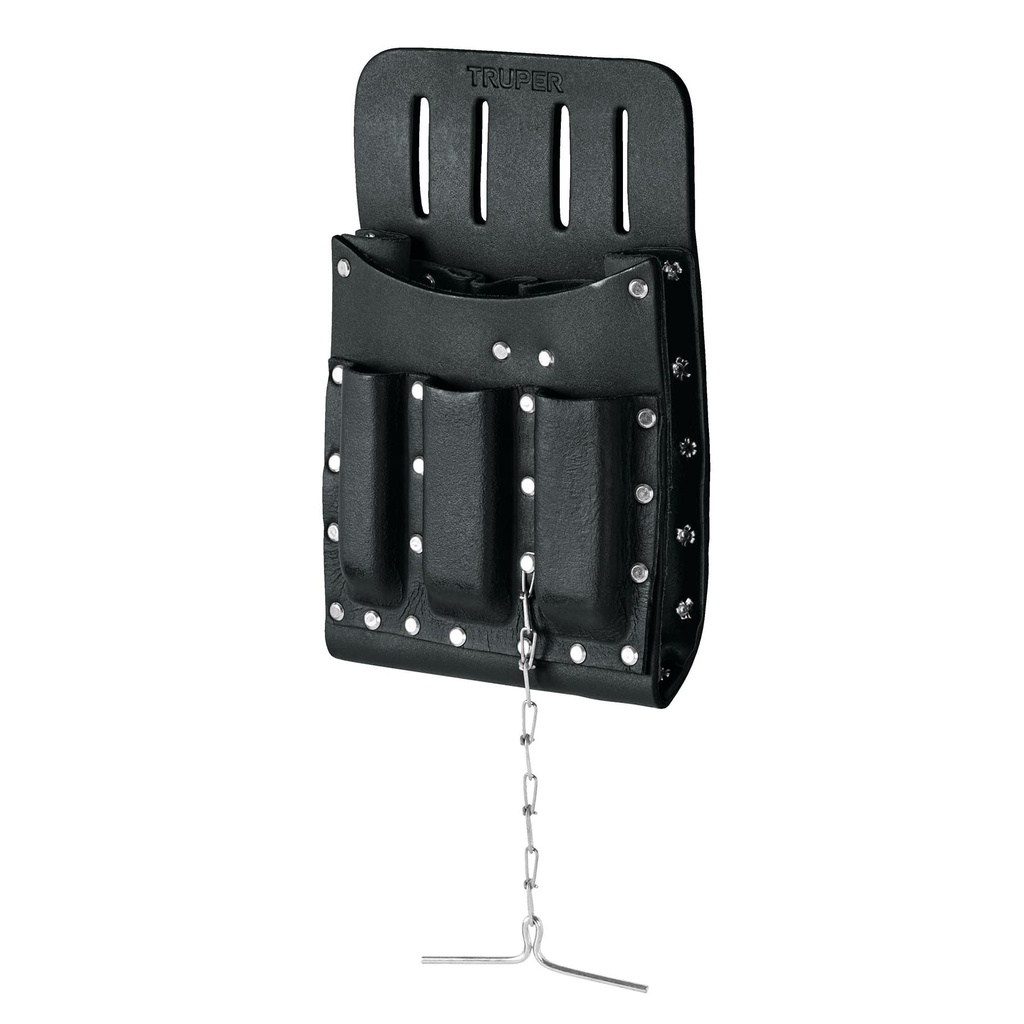 Porta herramientas de cuero con 11 compartimentos, Truper