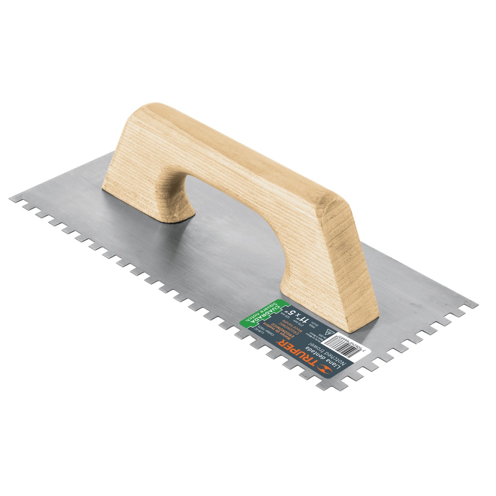 Llana 11' dentado cuadrado 1/4', tipo español, mango madera