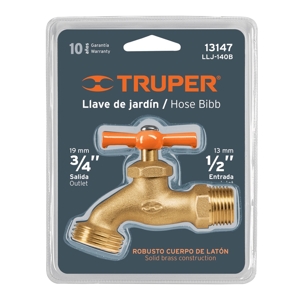 Llave para manguera, de laton 140 g 1/2', en blister, Truper