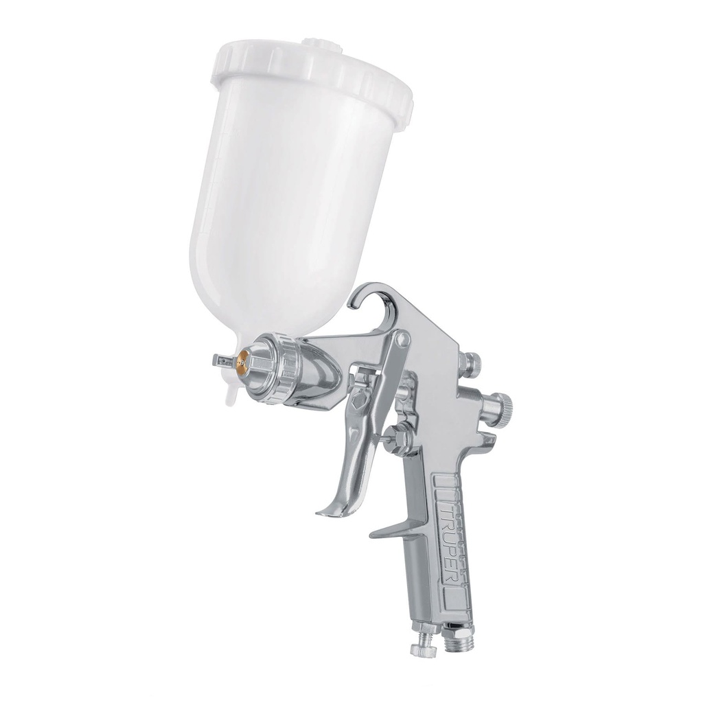 Pistola p/pintar gravedad LVMP vaso plastico, 1.4 mm, Truper