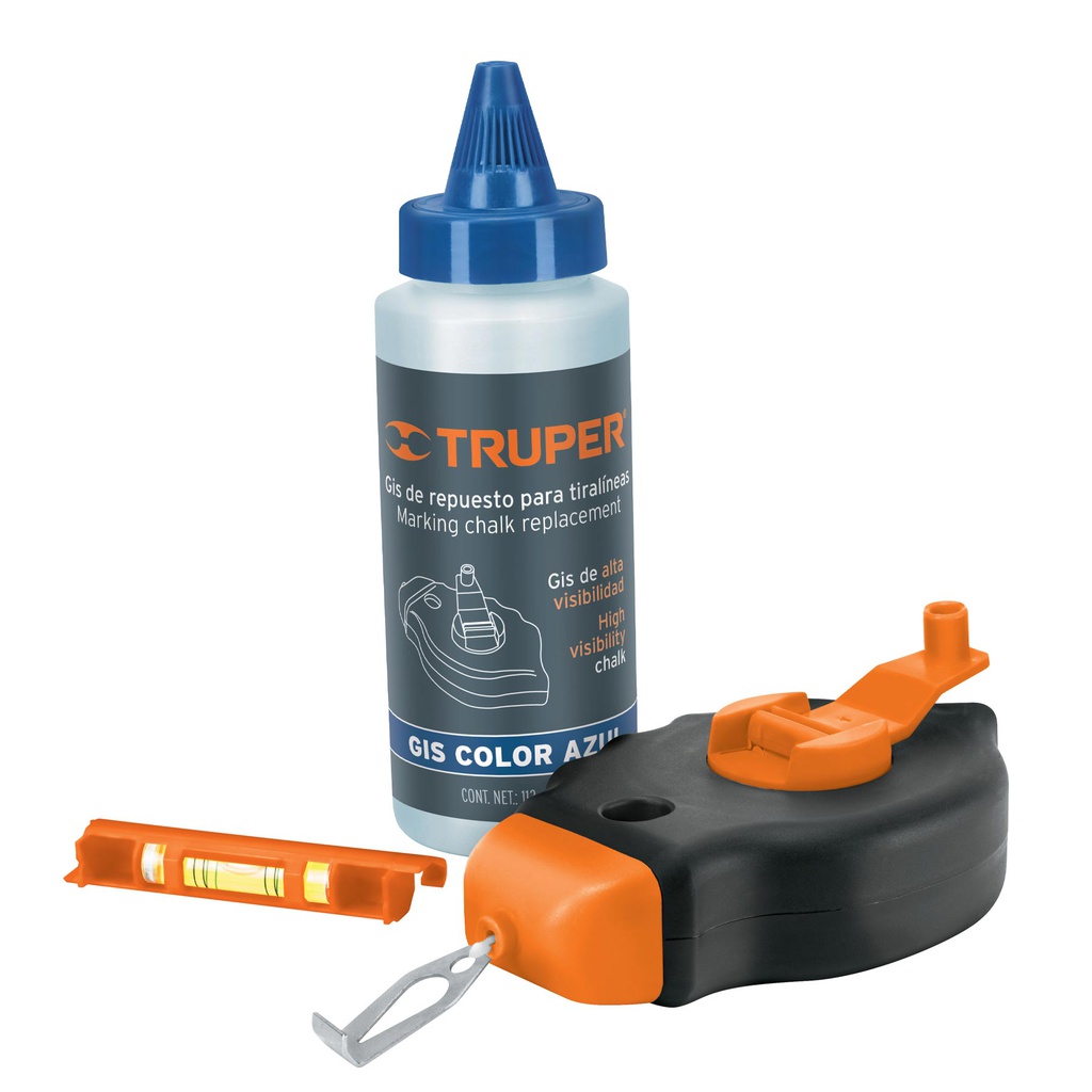 Tiralineas plastico con gis y nivel 30 m (100 ft), Truper