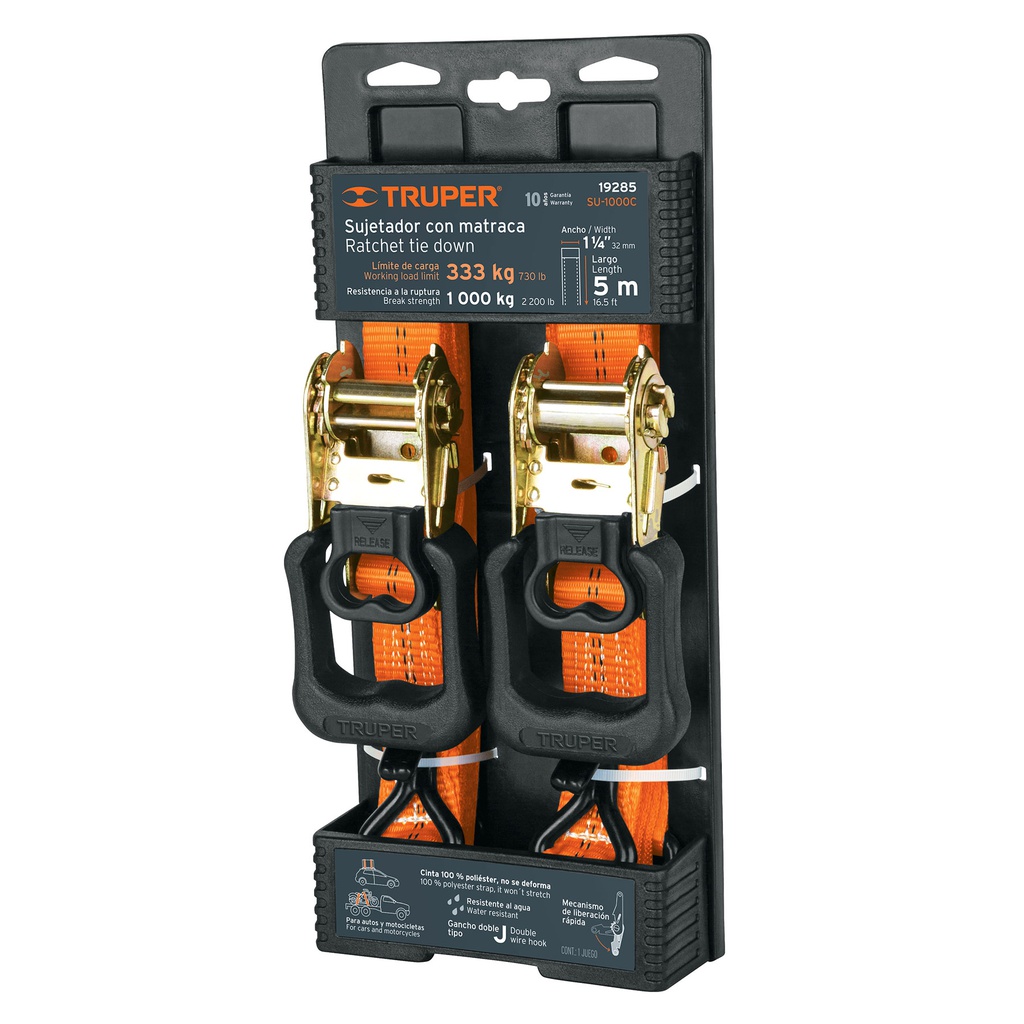 Juego de 2 sujetadores con matraca carga maxima 1000 kg