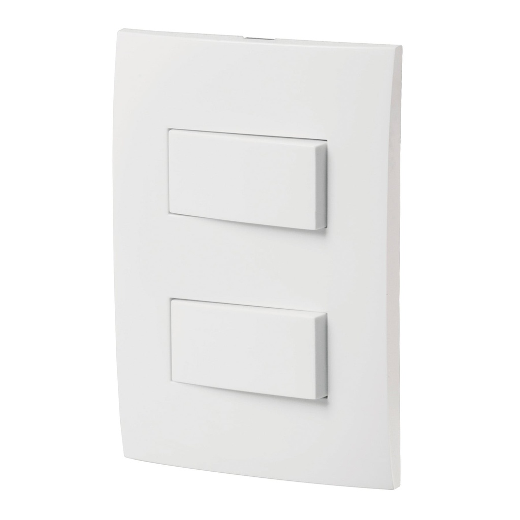 Placa armada 2 interruptores sencillos, linea Oslo, blanco