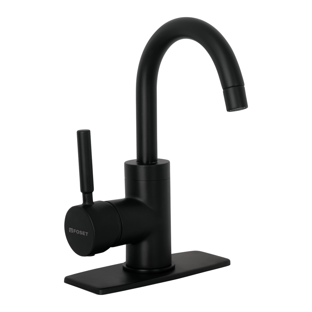 Monomando corto para lavabo, negro mate, Foset Tubig
