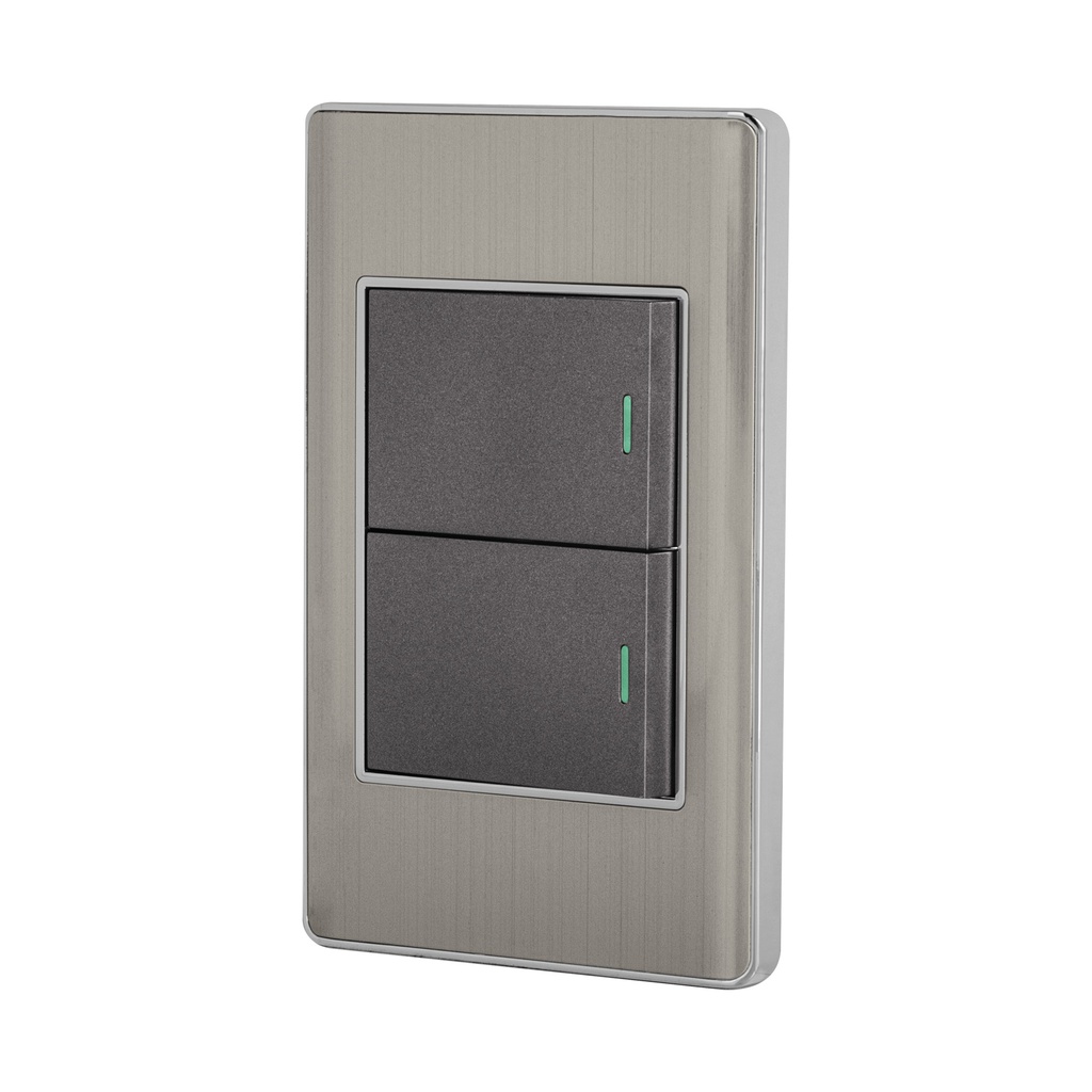 Placa armada acero inox 2 interruptores 1.5 modulos, Lisboa