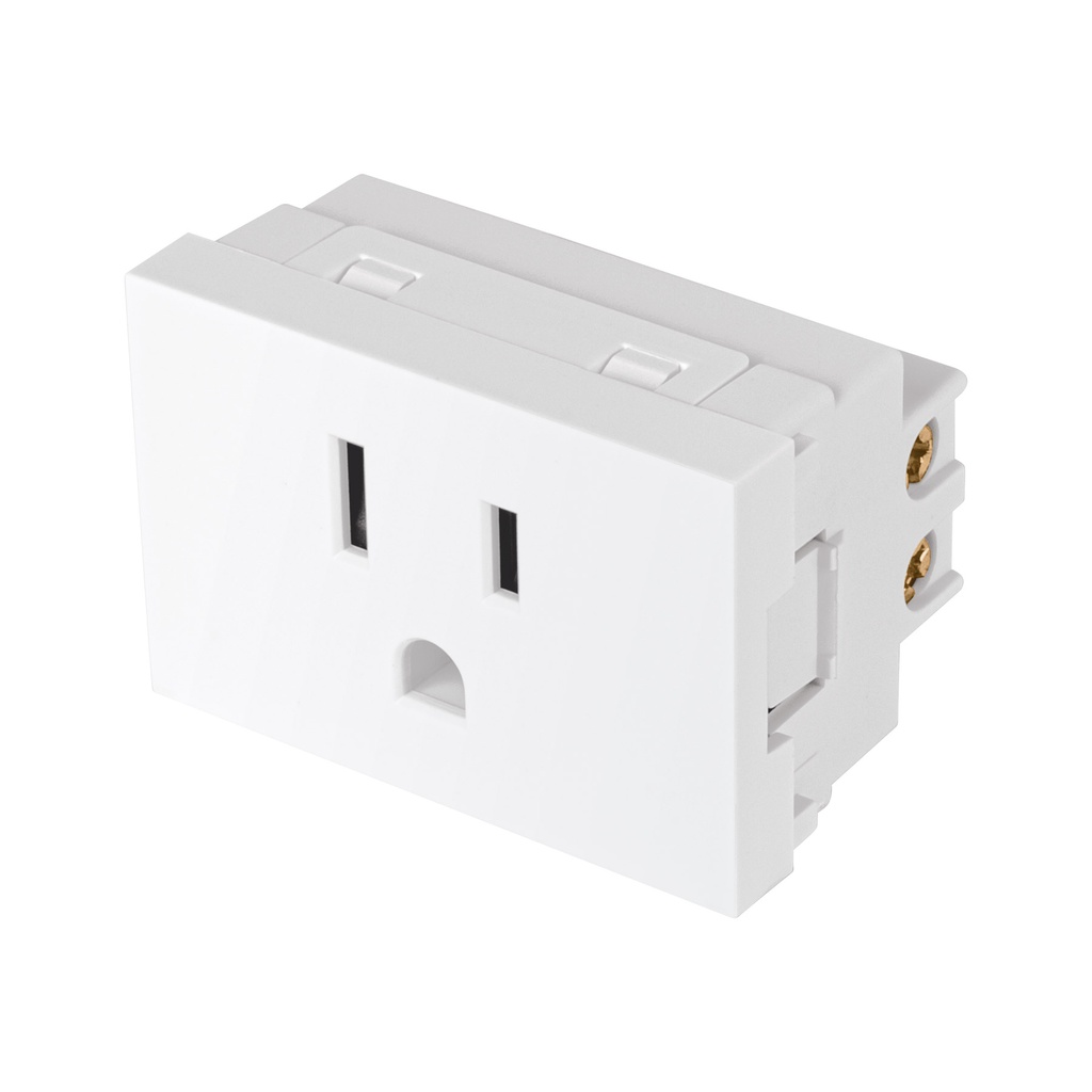 Contacto aterrizado blanco de 1.5 modulos, linea Lisboa