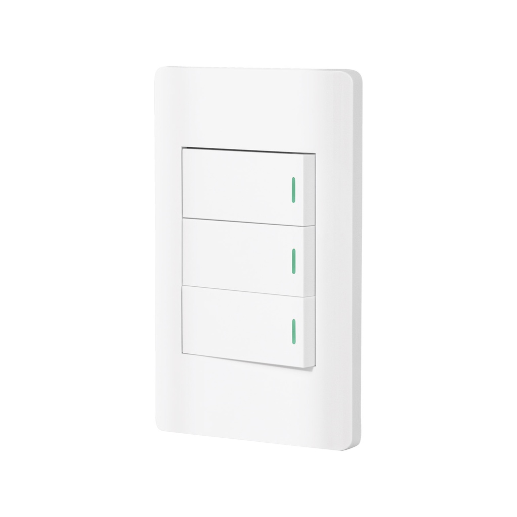 Placa armada blanca 3 interruptores 1 modulo, Lisboa