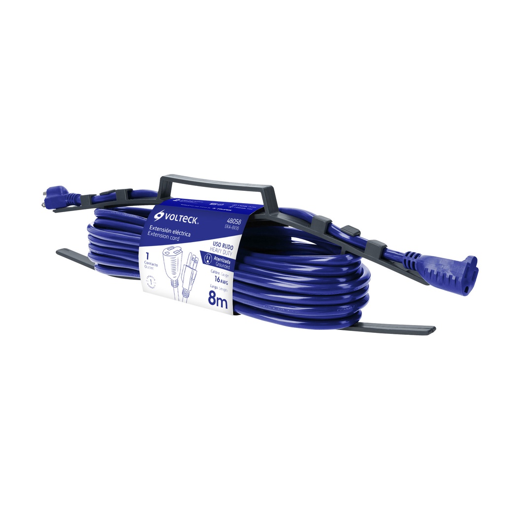 Extension de uso rudo aterrizada 8 m 3x16 AWG, Volteck