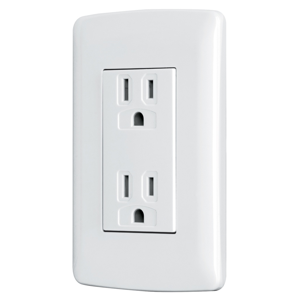 Contacto duplex aterrizado, color blanco, linea Italiana 