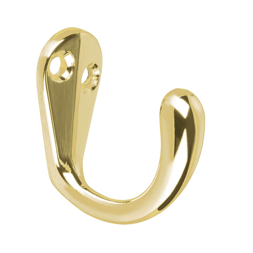 Gancho sencillo tipo perchero, laton brillante, Hermex