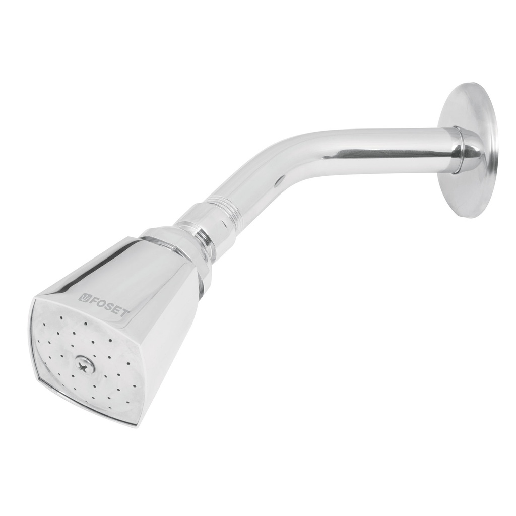 Regadera cuadrada 2' brazo y chapeton de acero, Foset Aqua