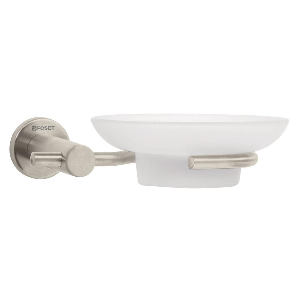 Jabonera metalica satin con plato de vidrio, Foset Element