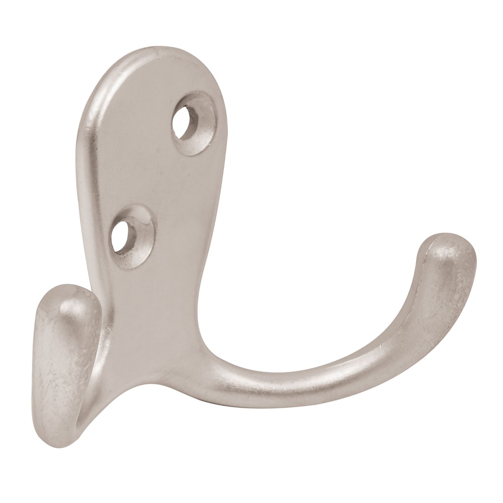 Gancho doble tipo perchero, niquel satinado, Hermex