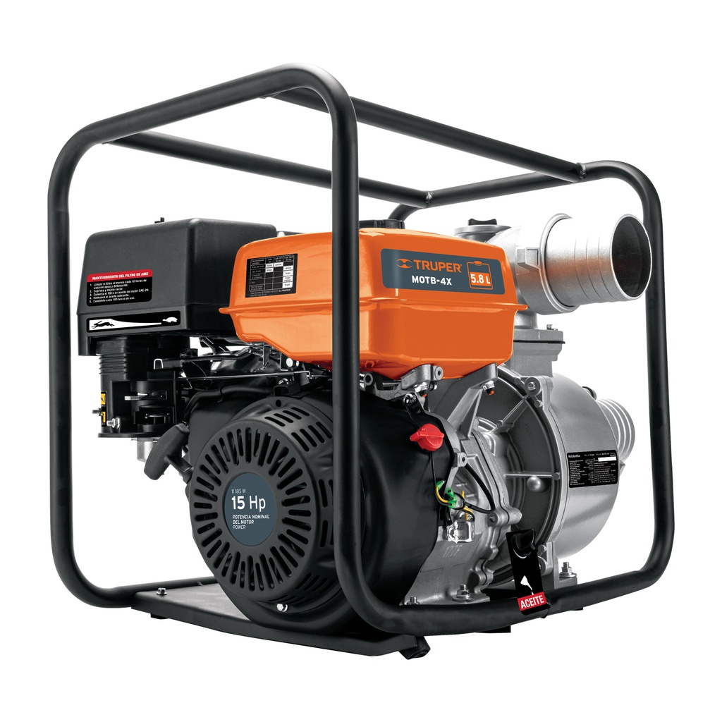 Motobomba autocebante 4' x 4' a gasolina 15 HP, Truper