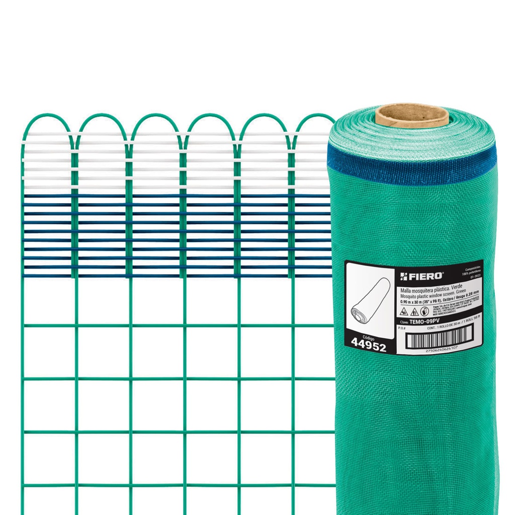 Rollo de 30 m x 0.9 m de malla mosquitera plastica verde