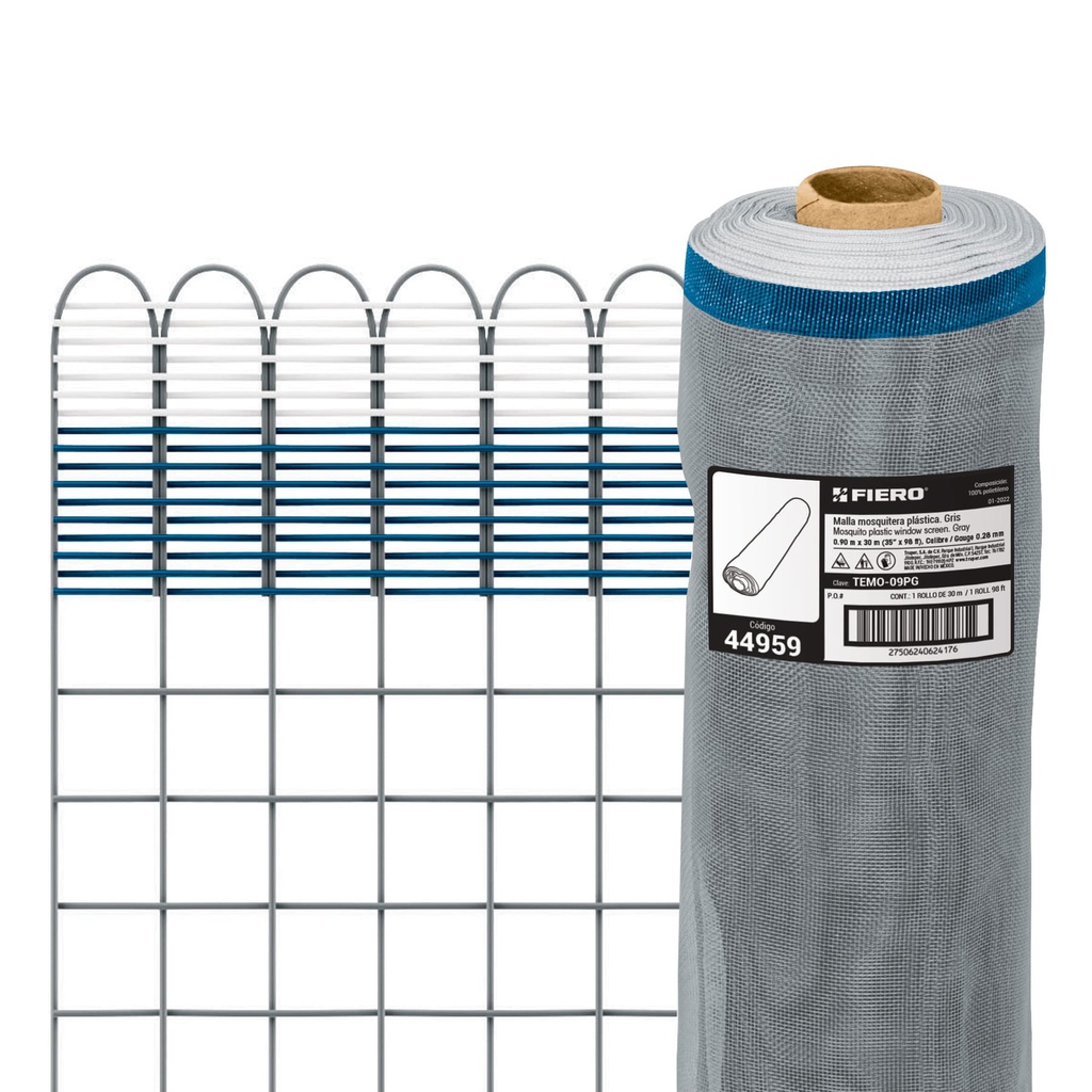Rollo de 30 m x 0.9 m de malla mosquitera plastica gris
