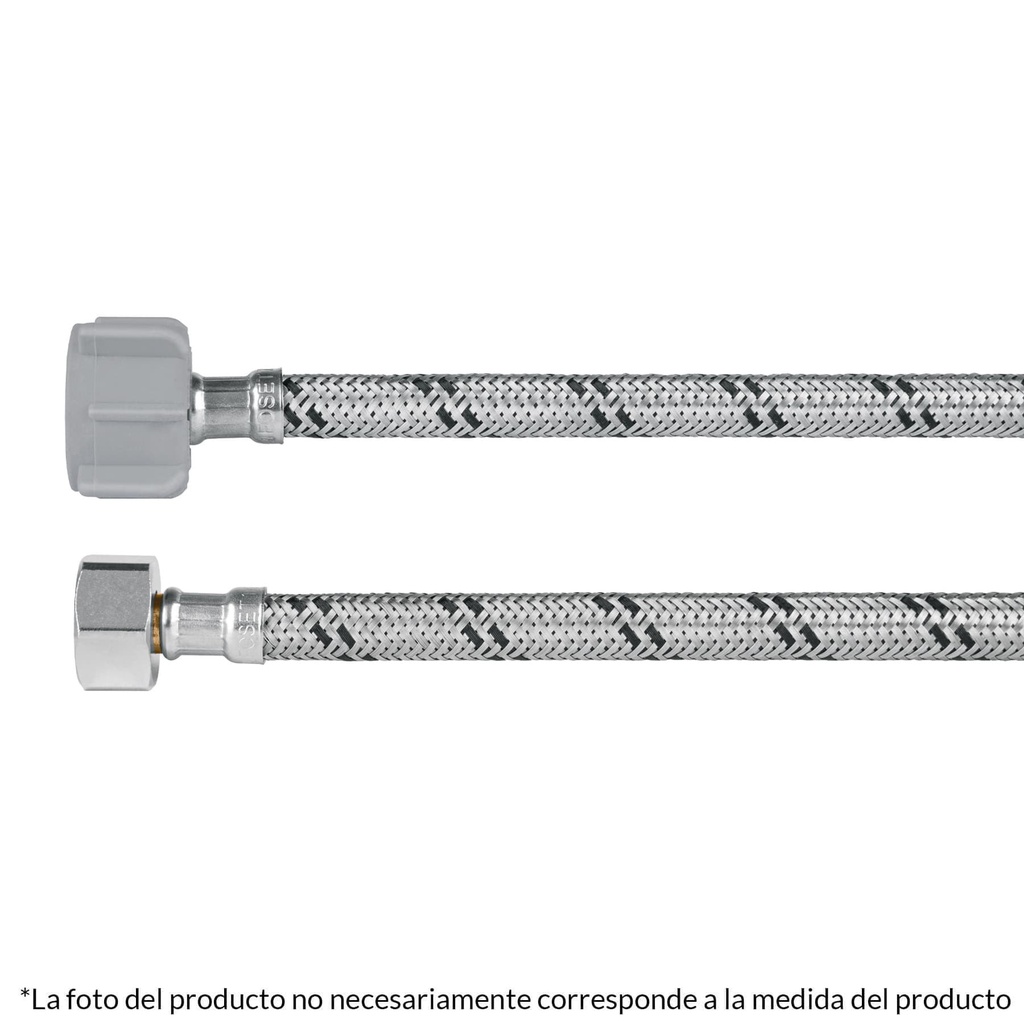 Manguera p/WC, acero inox, 3/8' x 7/8' tuerca plastica, 50cm