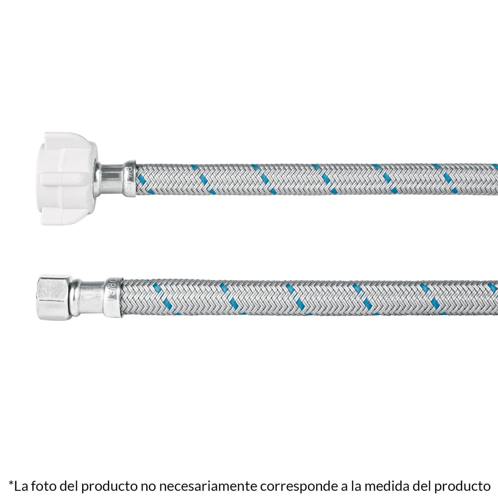 Manguera p/WC, vinilo gris, 3/8' x 7/8' tuerca plast, 40 cm