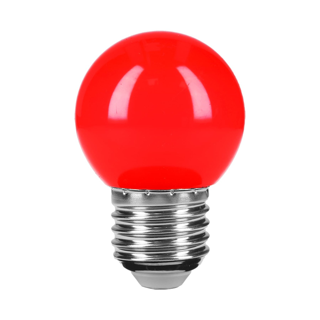 Lampara LED tipo bulbo G45 1 W color rojo, caja, Volteck