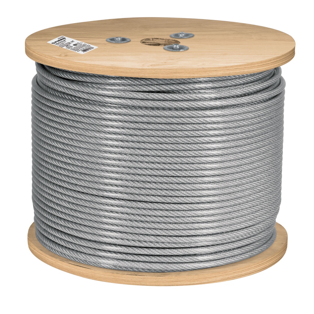 Metro de cable rigido 1/4' acero 7x7 recubierto PVC, 300 m