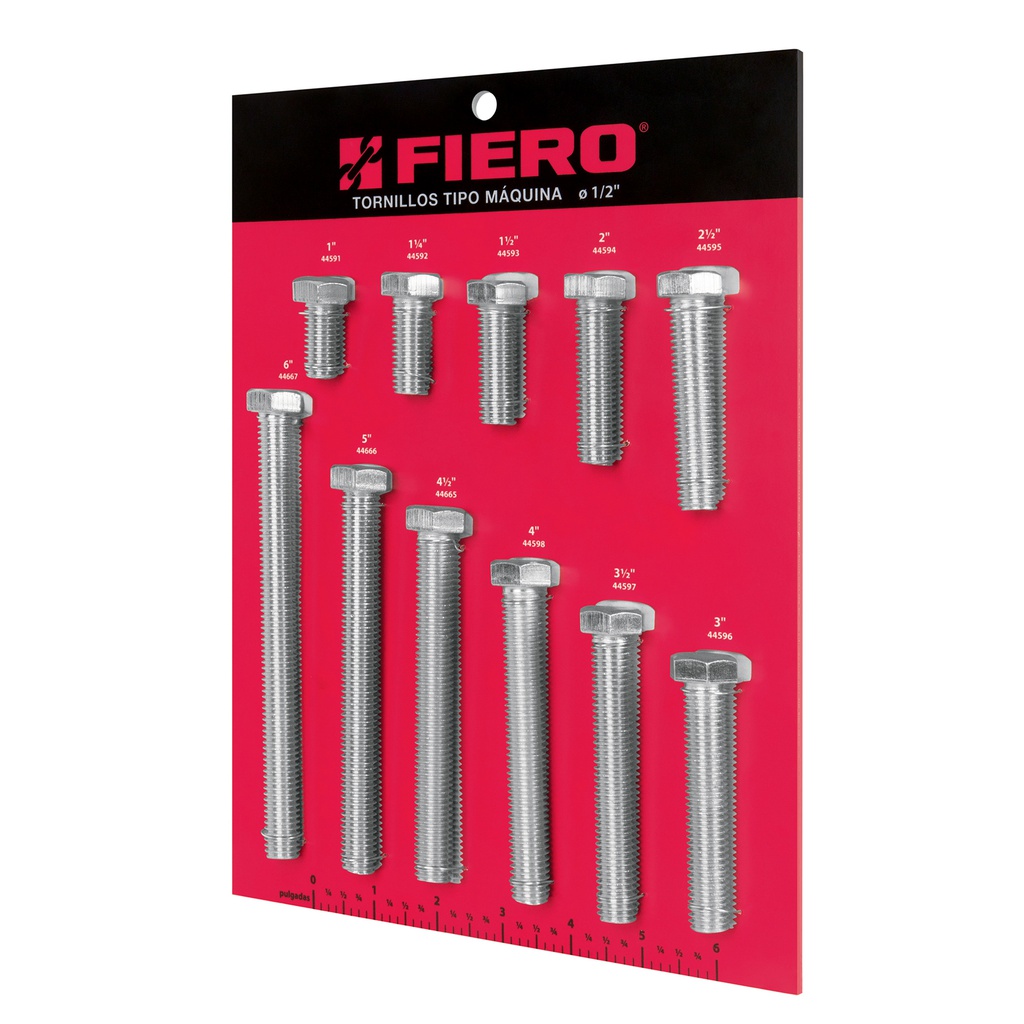 Exhibidor Fiero con tornillos tipo maquina, 1/2'