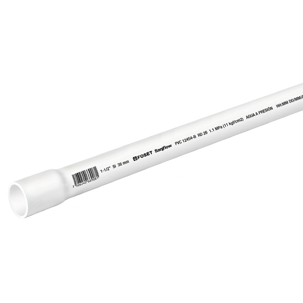 Tubo de 3 m de PVC de 1-1/2' hidraulico RD 26, Foset