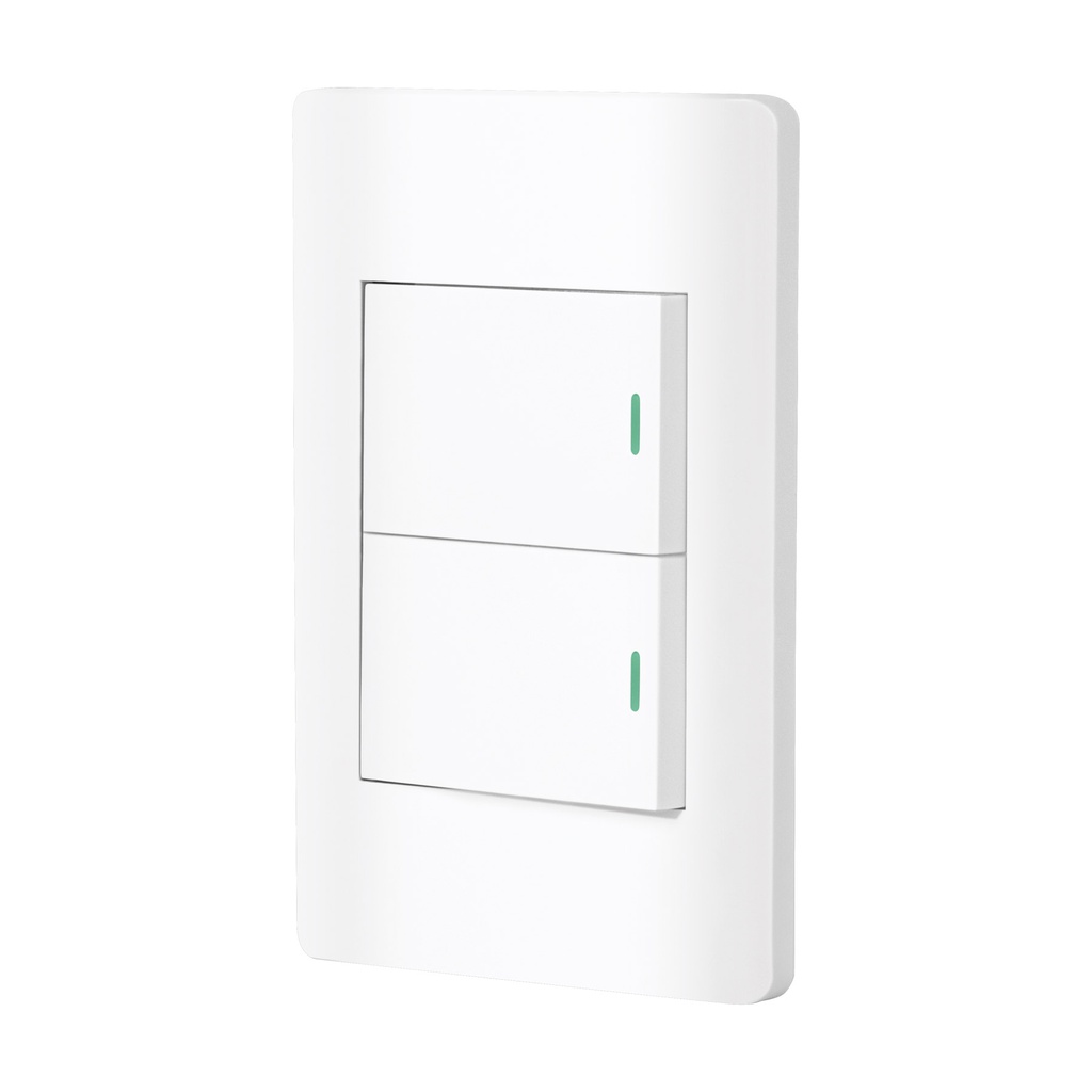 Placa armada blanca 1 interruptor y 1 de 3vias 1.5mod, Lisbo