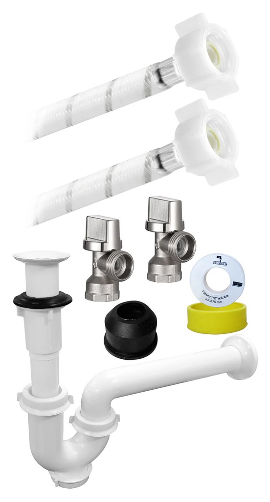 KIT de Instalacion para Lavabo (Con Cesp-Facil Rejilla Blanca, Famaflex Poliacetal y Valvulas Angular de Laton (3192)