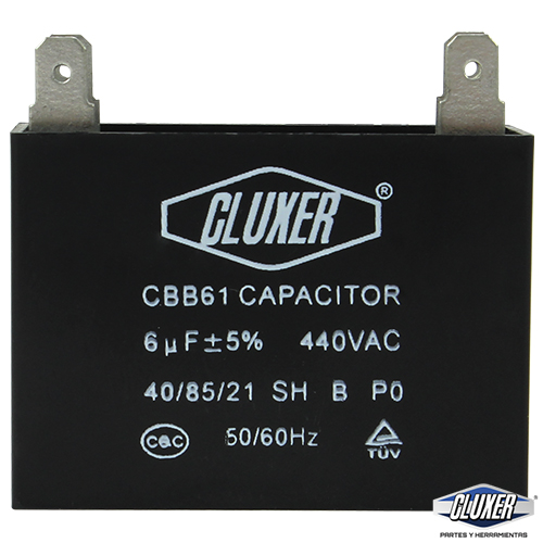 1 Capacitor De Ventilador 6mf, Dual 440-370vac +-5%, 50/60hz