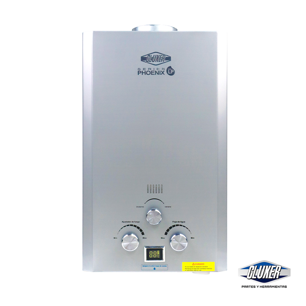 Boiler de 1.4 Servicios 8L por minuto, Gas LP Series Phoenix, Marca CLUXER Modelo CXCP8LB