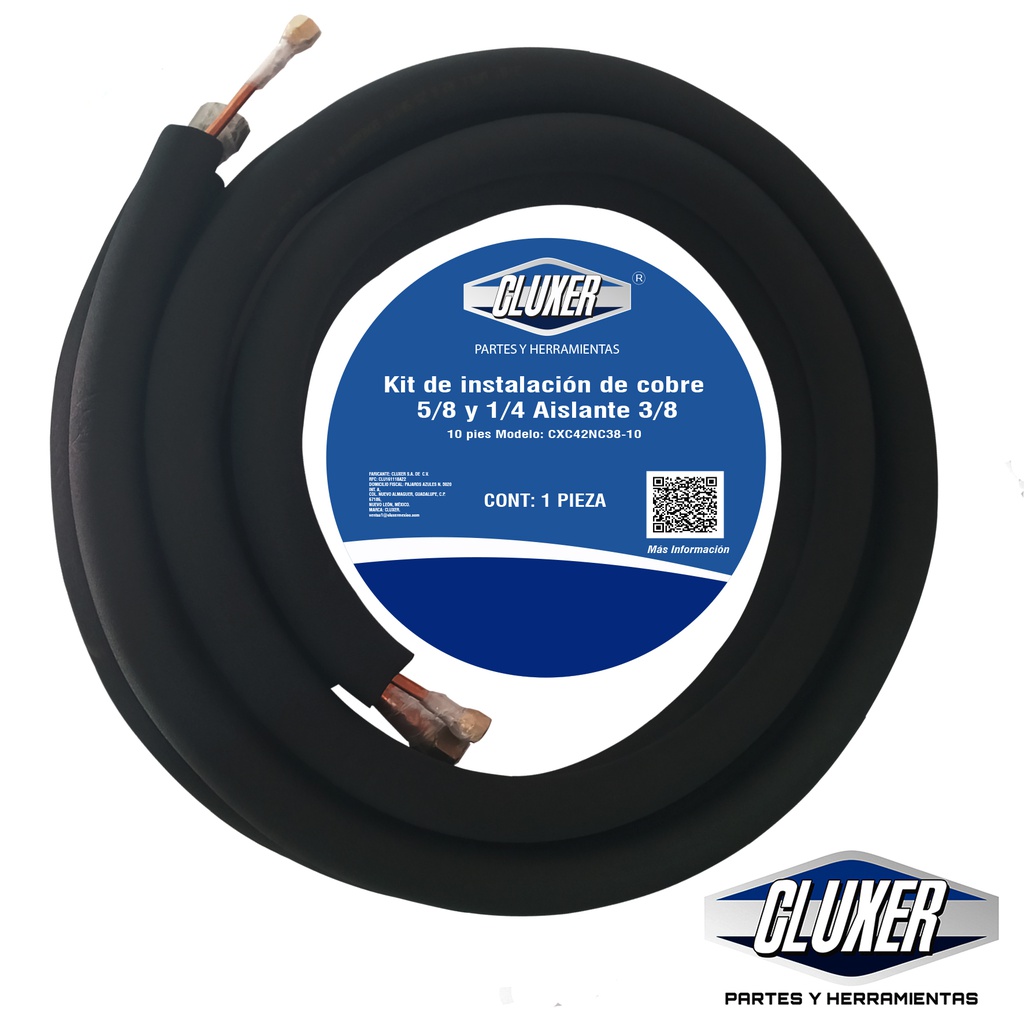 Kit Tuberia de Cobre 1/4 y 5/8 con Aislante de Espesor 3/8 