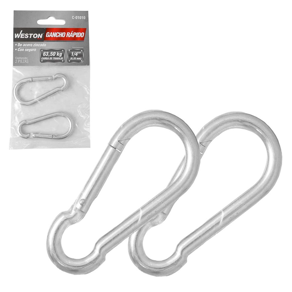 GANCHO RAPIDO ACERO C/SEGURO ZINC 11MM X 120MM (PRECIO X PIEZA - EMPAQUE C/1 PZA)