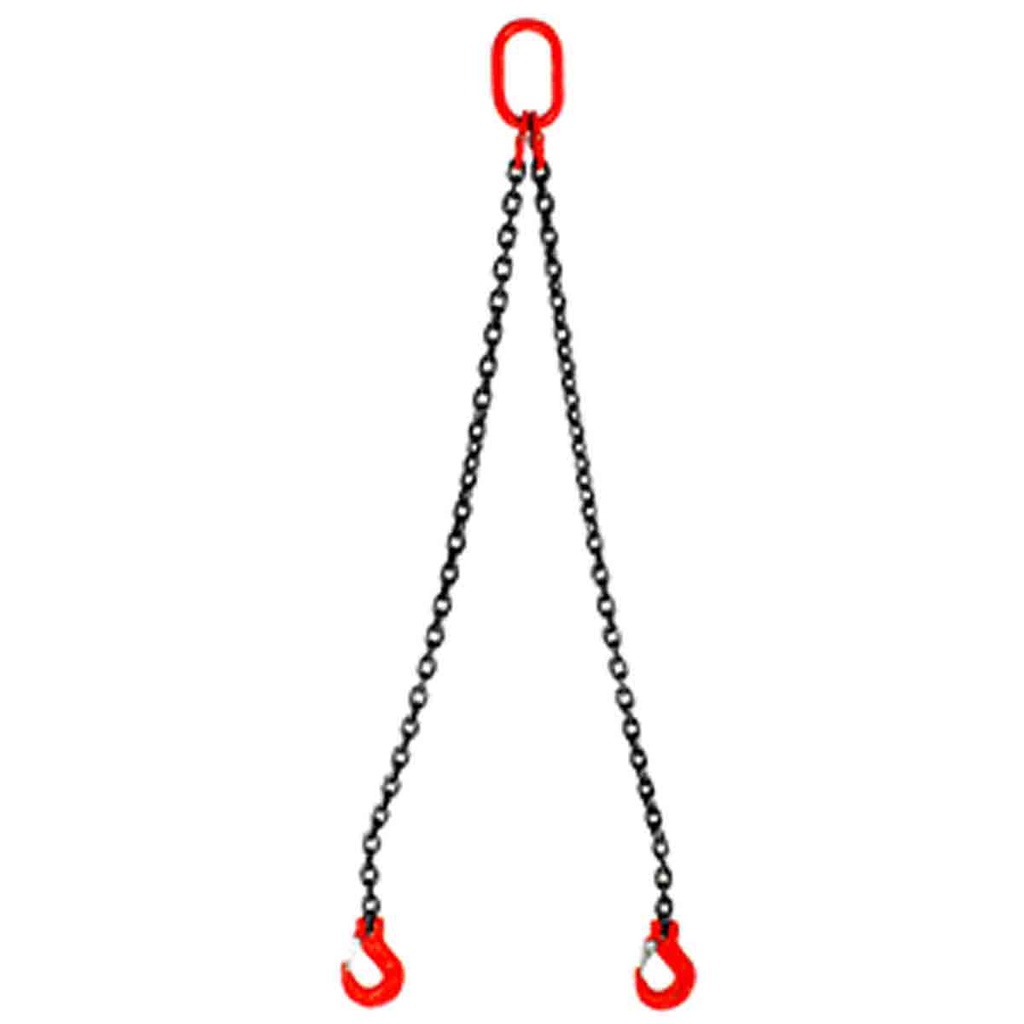 ESLINGA DE CADENA 3/8" G80 6M DOBLE GANCHO DE QUIJADA C/SEGURO