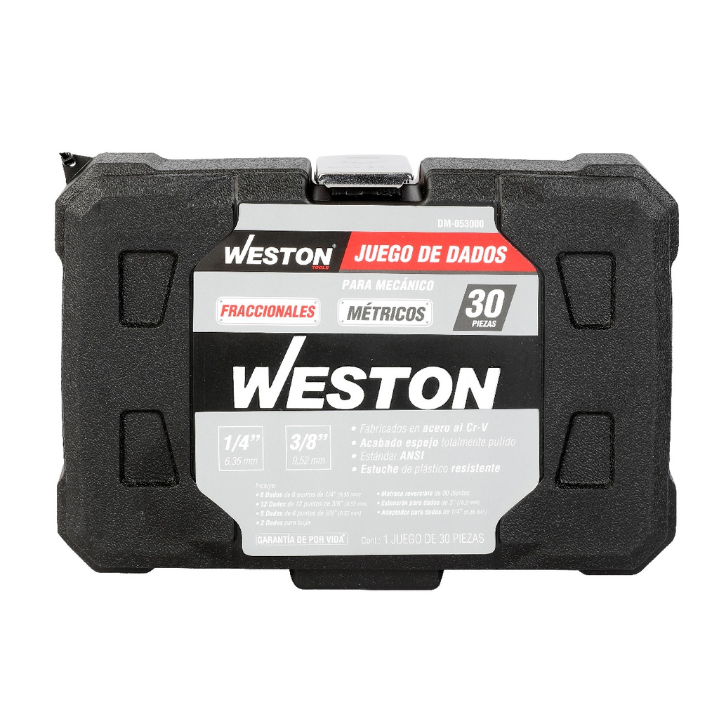 JUEGO  D/30 DADOS CUADRO 1/4" Y 3/8" FRACC. Y METRIC. P/MECANICO